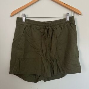Olive Green Women's linen Shorts